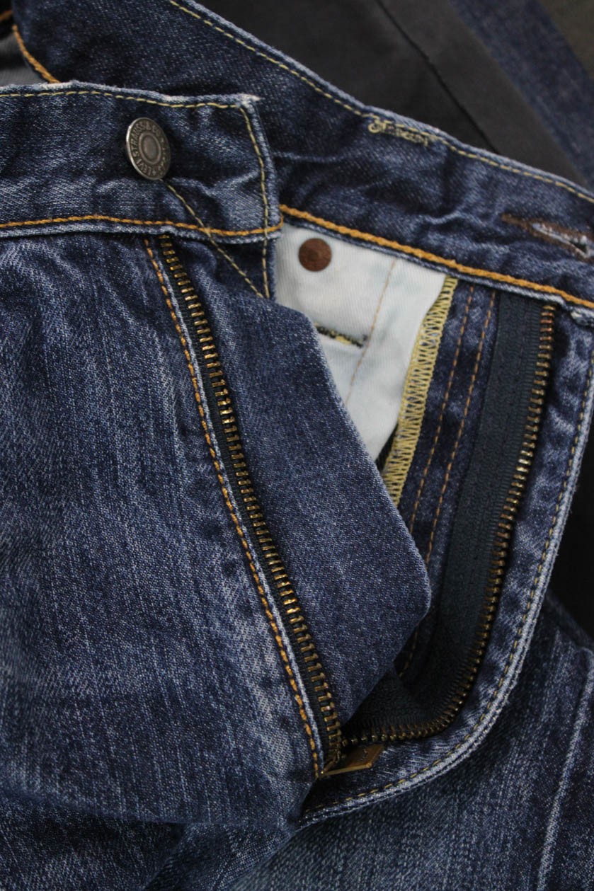 Levis Womens Cotton Zip Button Lined Straight Leg Denim Jeans Blue Size EUR 34