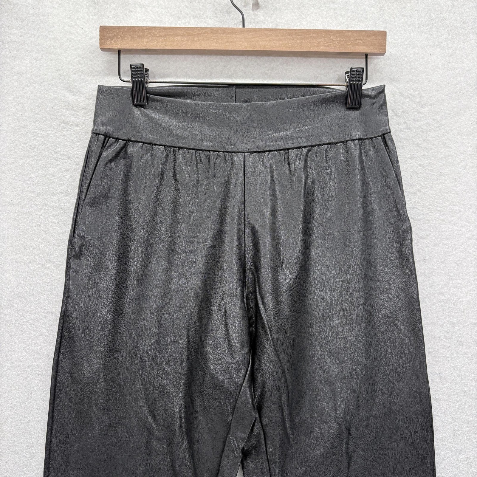 Commando Faux Leather Jogger Pants Womens Small Black Pull On Stretch Pockets