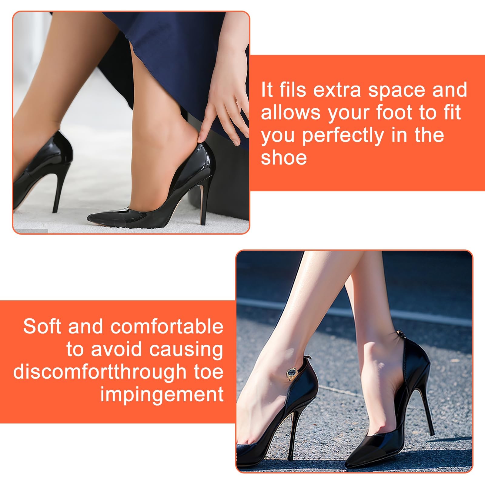 6PCS Shoe Filler Insert for Loose Shoe,Toe Cushion Fillers Make Shoes Fit(Black)