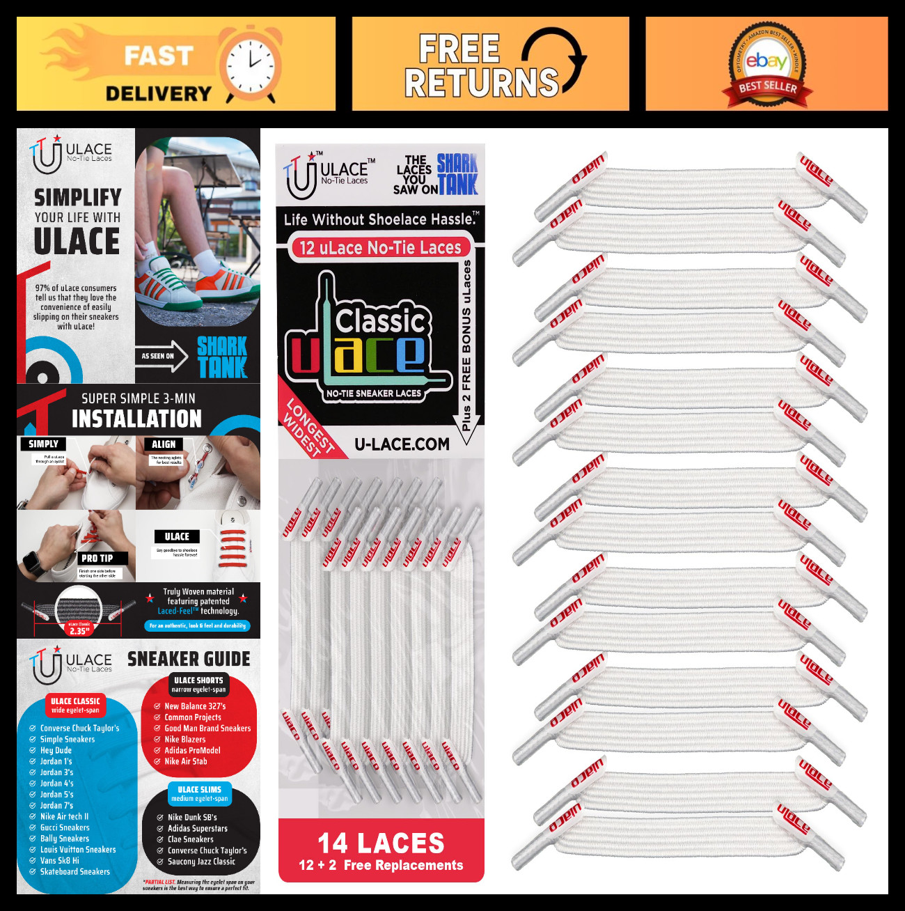 No-Tie Elastic Shoelaces for Sneakers – 14 Stretchy, Durable, Slip-On Laces for