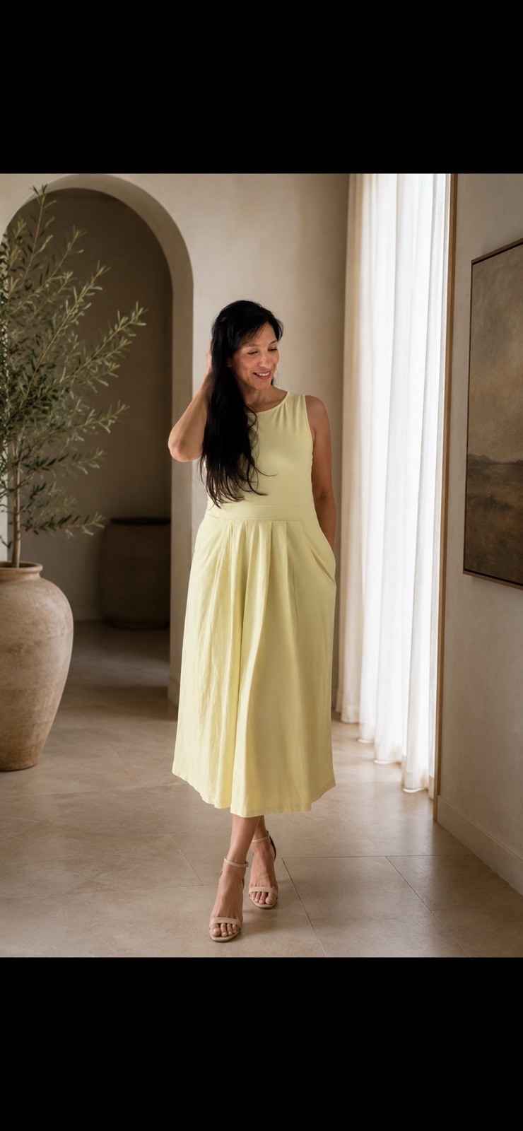 Appleseeds PS Green Dress with Pockets Stretch Women Petite Small
