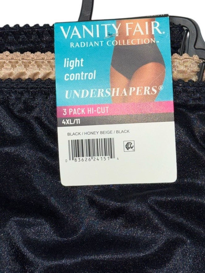 VANITY FAIR Women 3-Pair Undershapers Hi Cut Underwear Panties Nylon Size 4XL 11