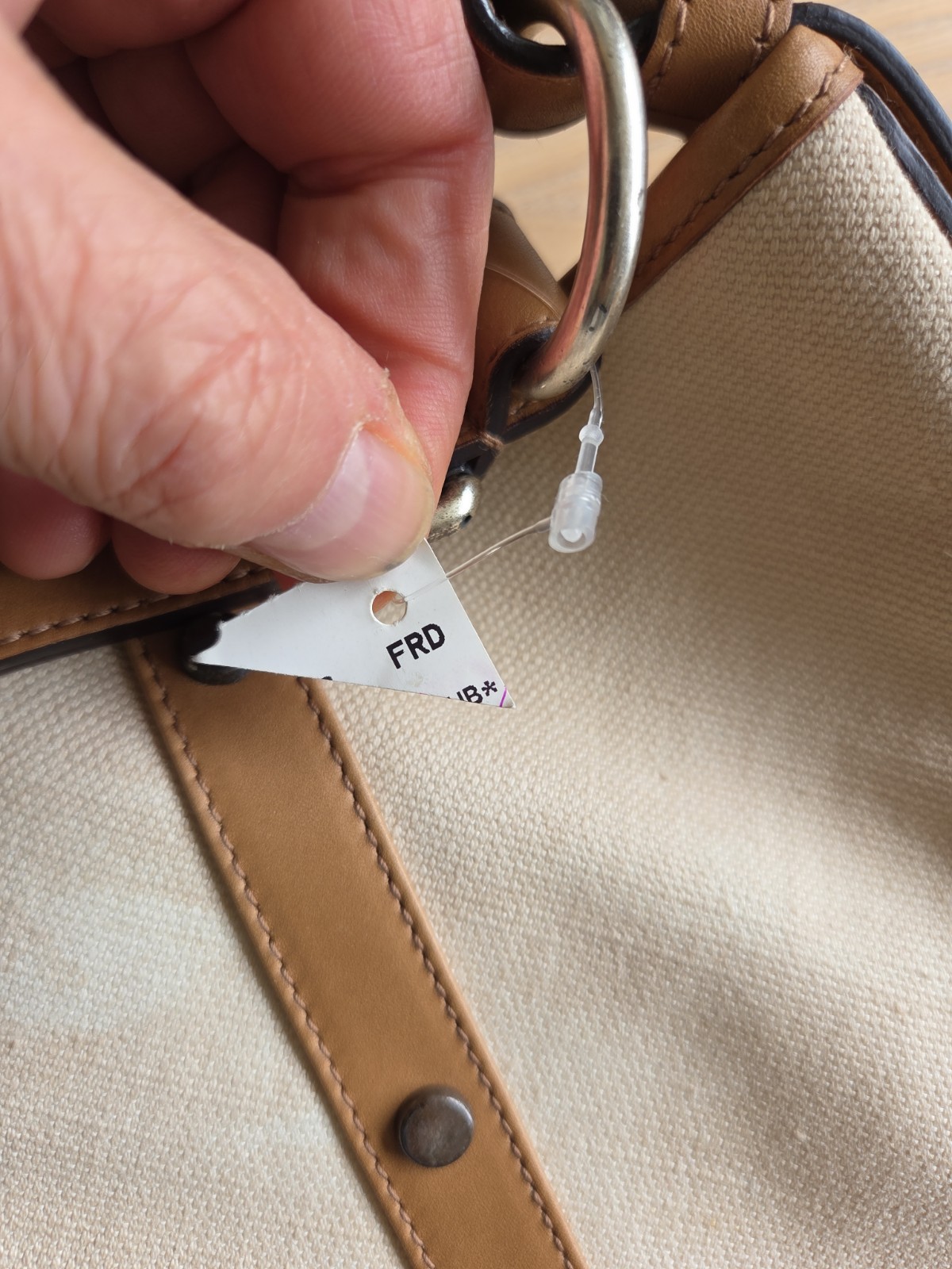 Vintage Yves Saint Laurent Mombasa Wooden Stud Leather Canvas Bag Unused