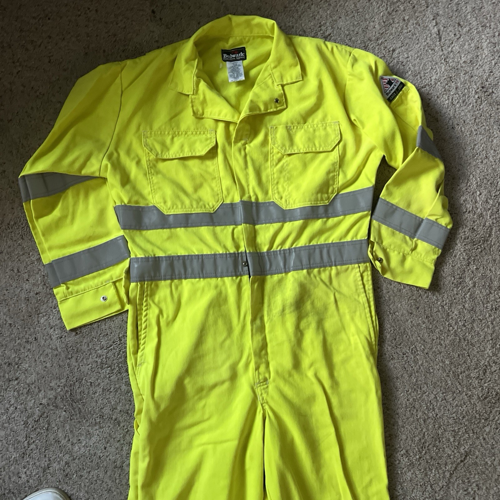 Bulwark Protective Apparel FR CAT 2/2112 Neon Yellow Safety Coverall Size 42