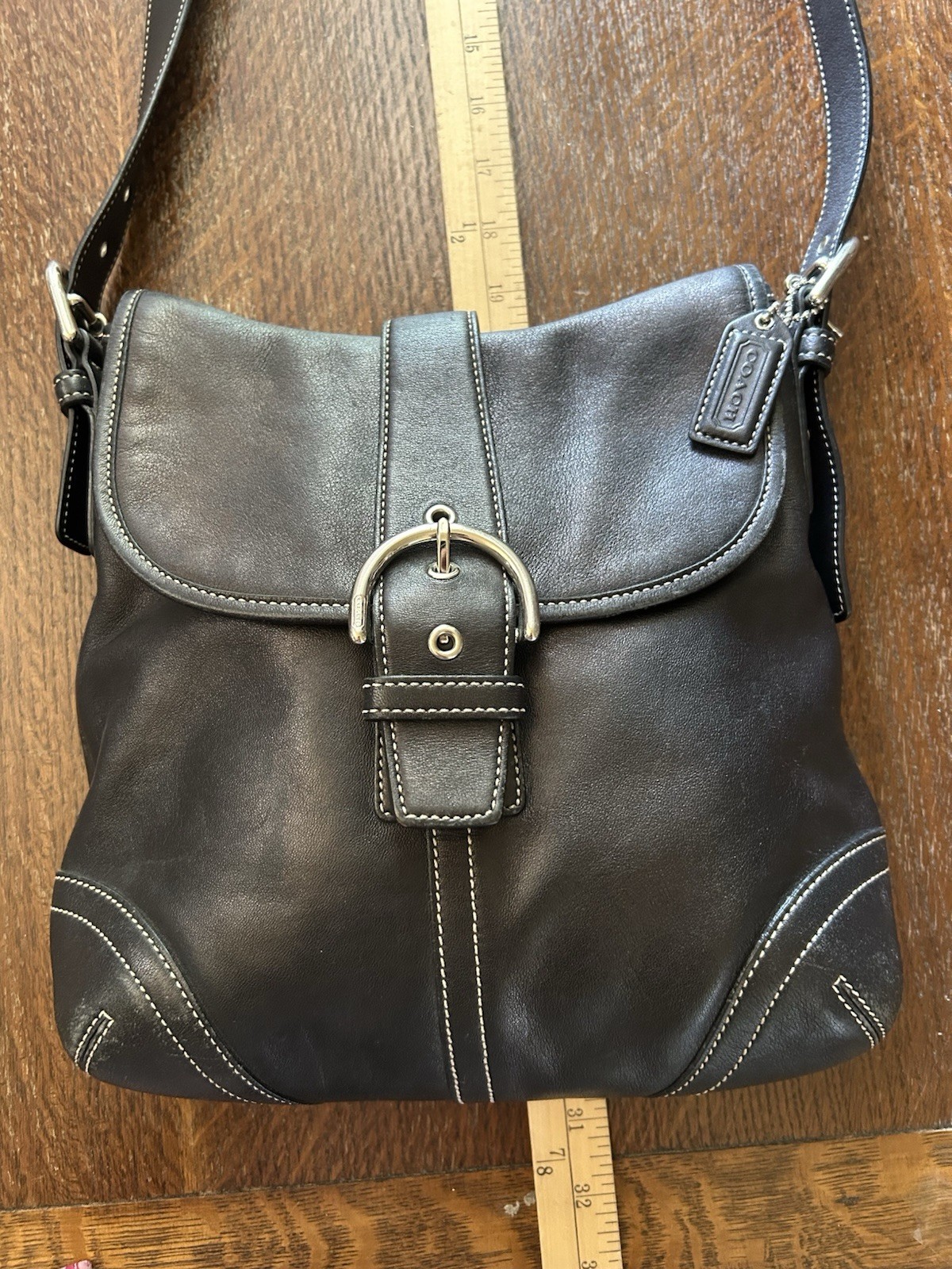 Coach #9480 Black Leather SoHo Shoulder Cross Body Bag, hang tag