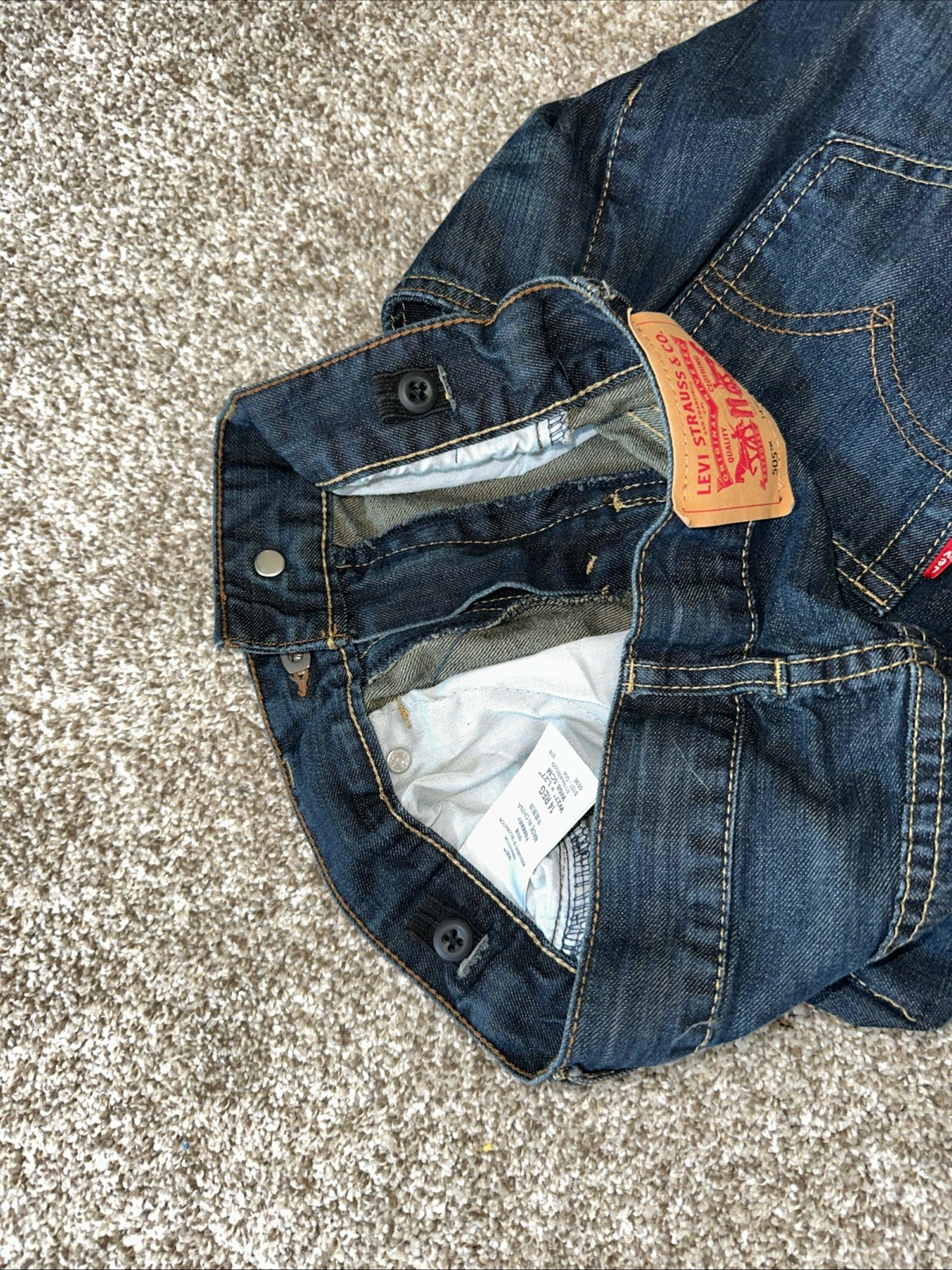 Vintage Levis 505 Jeans 27×27 Dark Wash Straight Brown Womens Boys Red Tab Denim