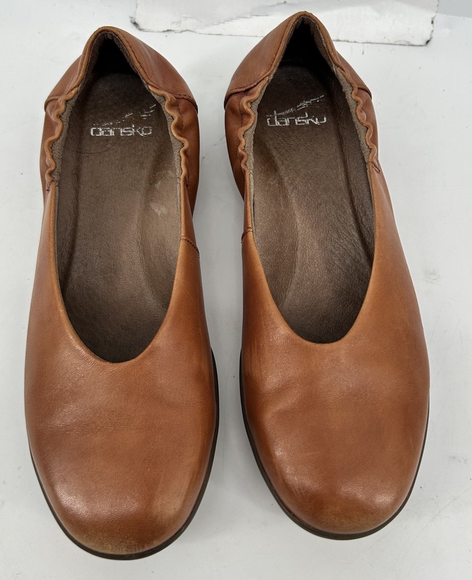 Dansko Mollie Ballet Flats Nappa Leather Slip On Luggage Color Women’s 36 US 6