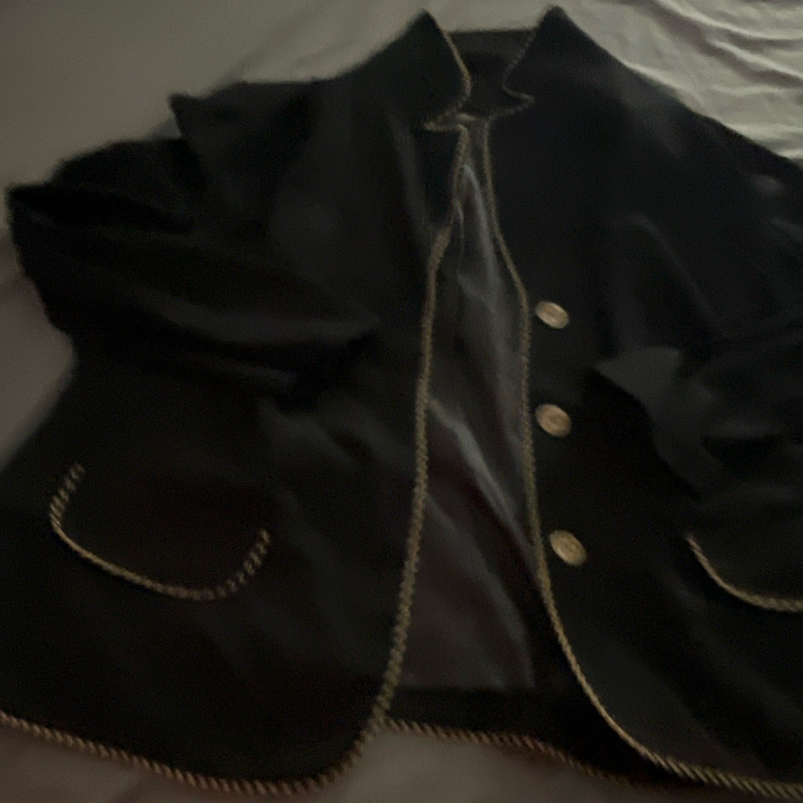 Women’s Black Blazer Jacket 2XL Button Front Contrast Trim Long Sleeve Pockets