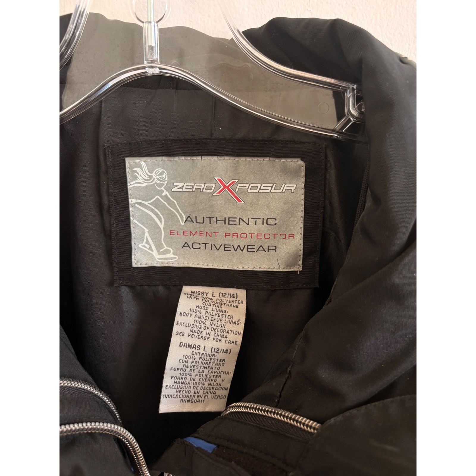 ZeroXposur Womens Black Blue Element Protector Activewear Ski Jacket Lg 12/14