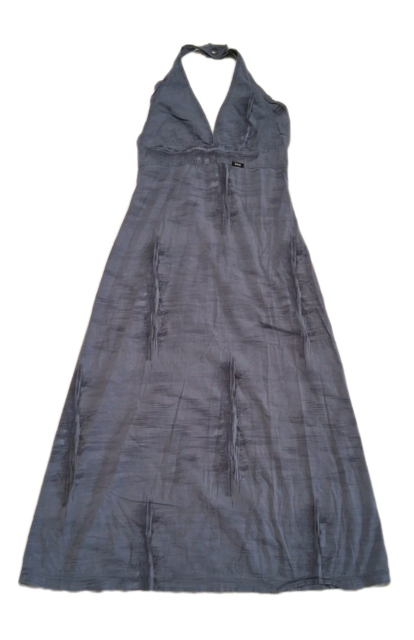 Diesel Womens Maxi Dress **Large Slate Gray Halter Neck Rustic Made in Italy