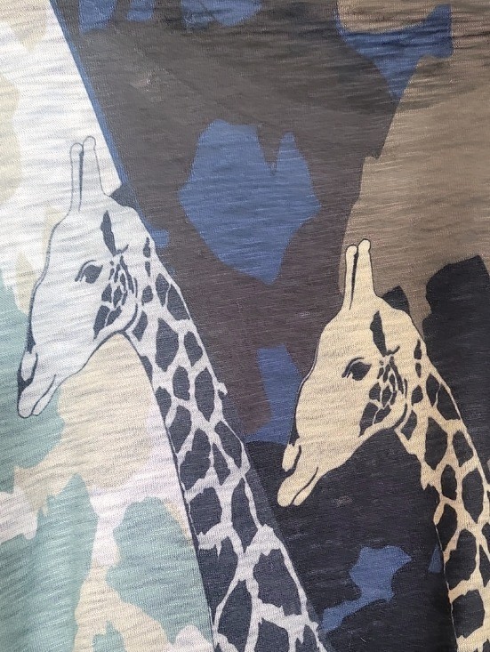 Jess & Jane Kenya Giraffe Wearable Art Tunic Top Size 3X Long Sleeve Made USA