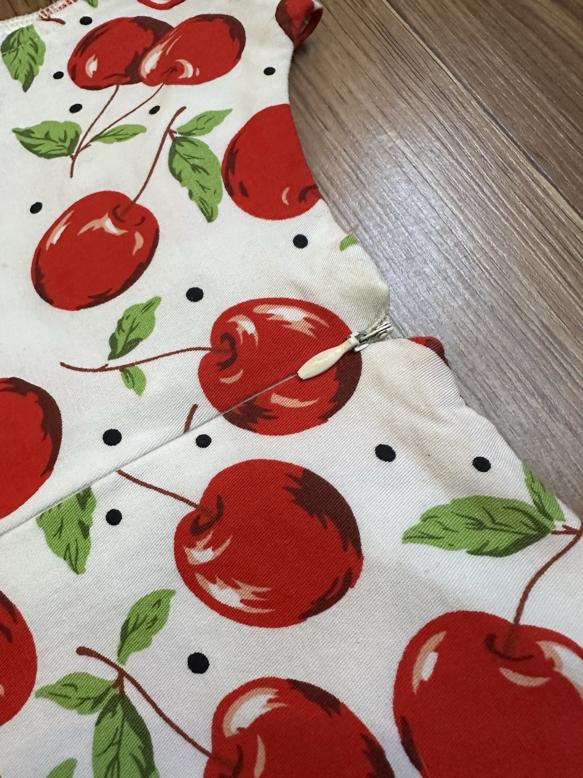 Dolce & Gabbana Vintage Cherry Print Dress Polka Dot Cotton A-Line Mini IT 42 S