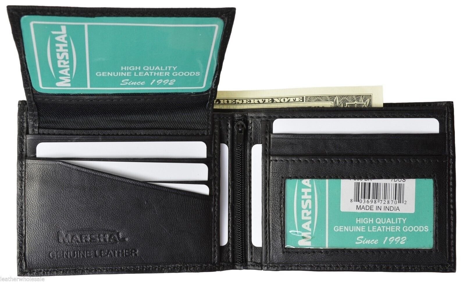 Men’s Wallet Genuine Soft Lambskin Leather Removable 2 ID Card Case Marshal®