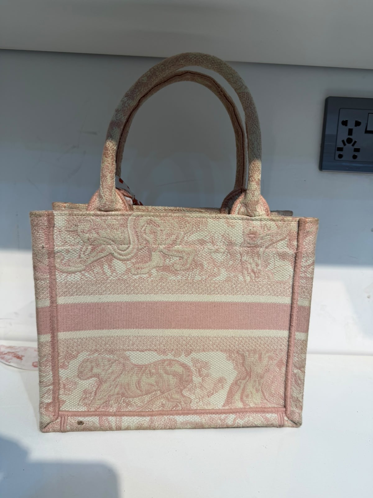 Christian Dior Medium Book Tote Pink Toile de Jouy Sauvage Embroidered Bag