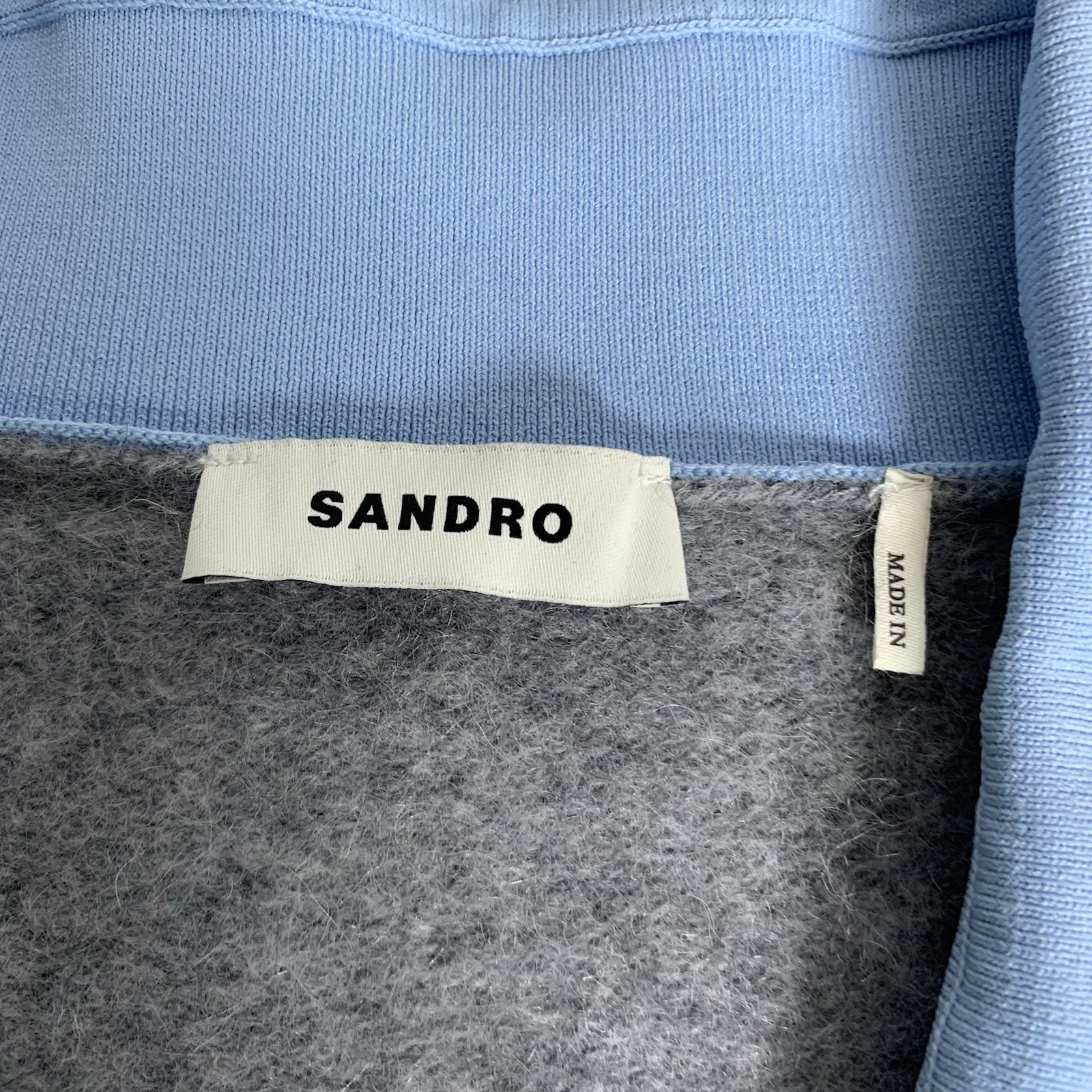 Sandro – Collared Wool Blend Sweater – Gray Blue – Size: 3