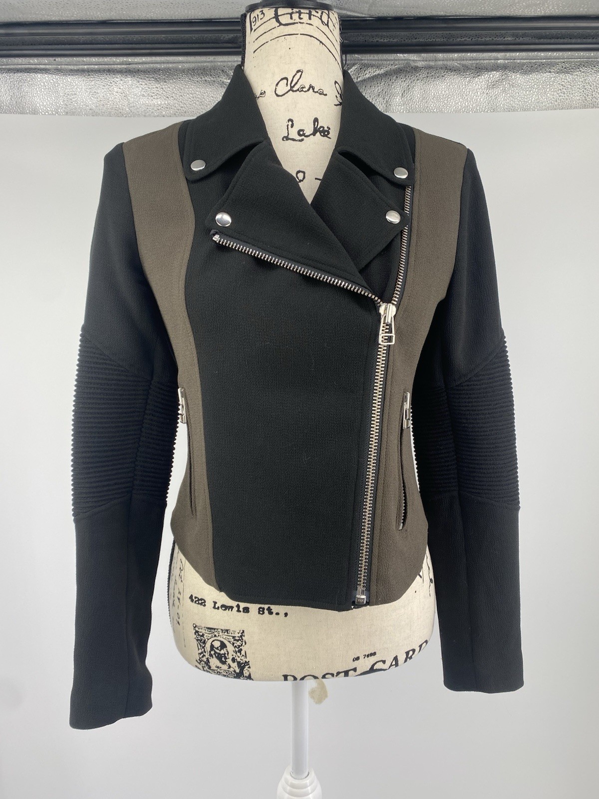 Wilfred Aritzia Moto Jacket Black Olive Khaki Women’s Size 2 (xs)