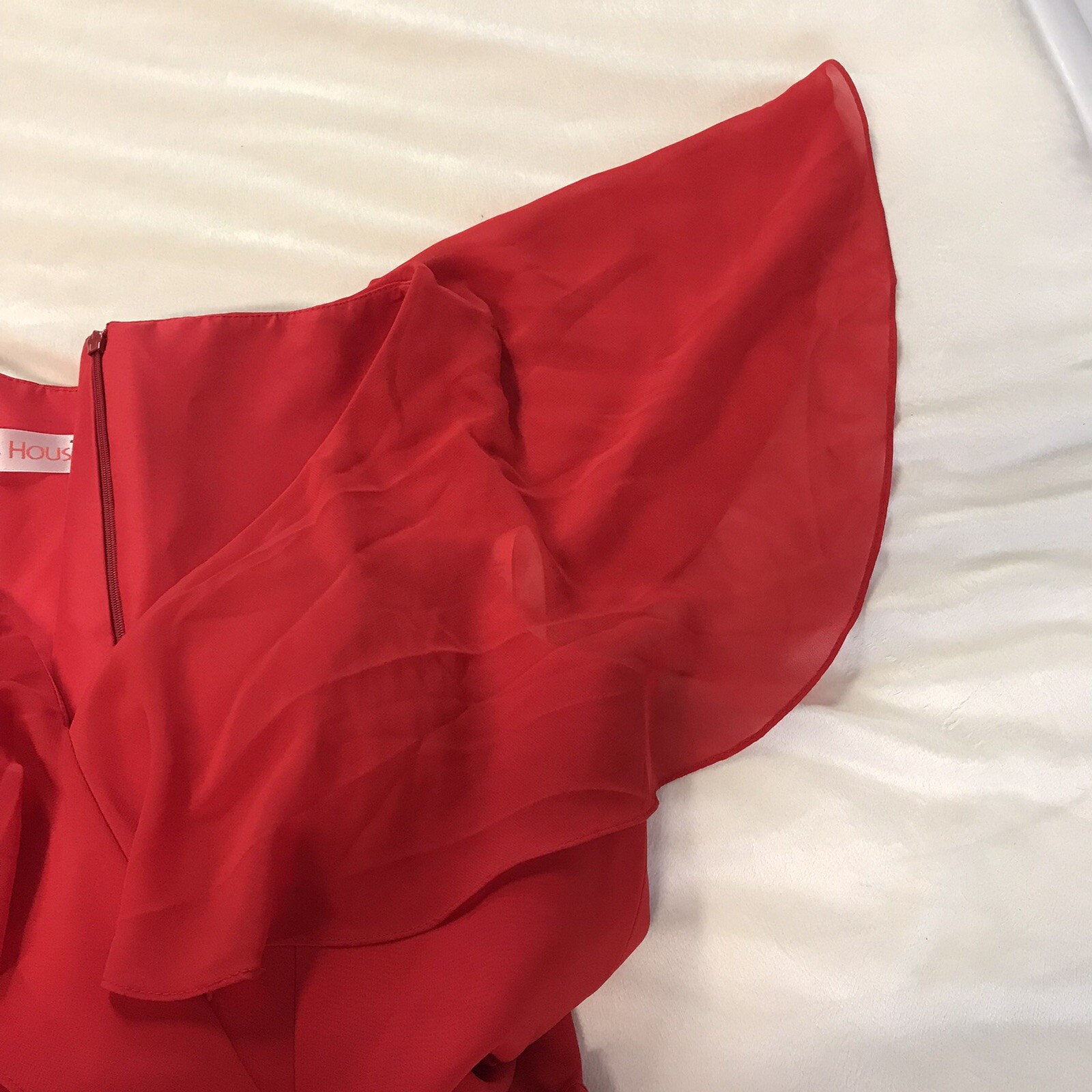 JJS House Sleeveless Asymmetrical Dress Women’s Size 14 Color Red V-Neck Hi-Low