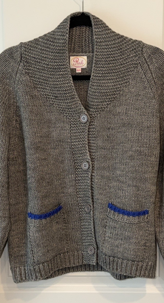 PINK PINEAPPLE Apres Ski Chunky Knit Cardigan Topper in Gray XS/S Ski Lodge PP21
