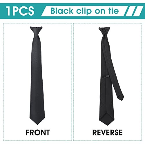 Yolev Men’s Clip On Ties 20 Inches Solid Color Clip-on Neckties 1pcs Black Ties