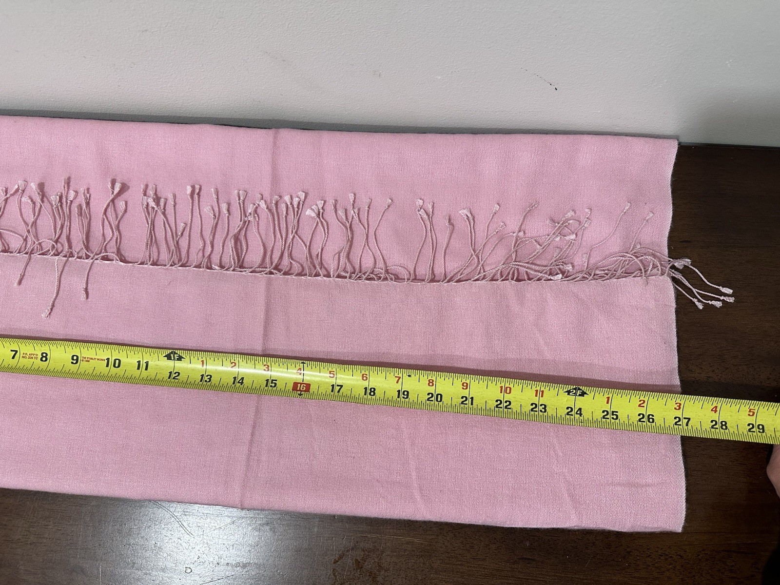 Pashmina silk pink shawl scarf handmade in Nepal with tassels 27″ X 76″