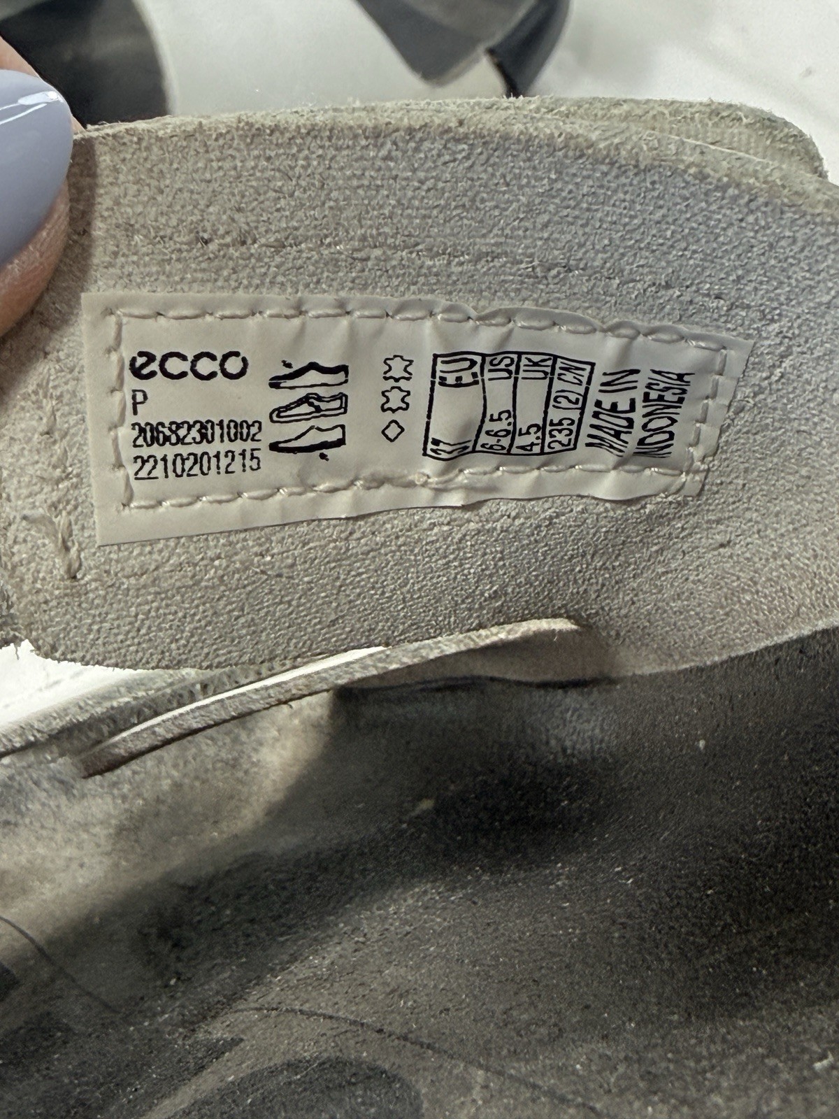 Ecco 2nd Cozmo 2 Band Leather Slide White Sandal Size 6-6.5