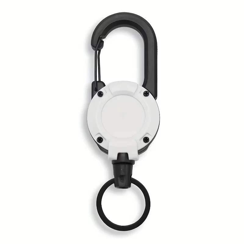 1/2/4Pcs Retractable Heavy Duty Carabiner Reel Keychain Steel Wire Badge Holder