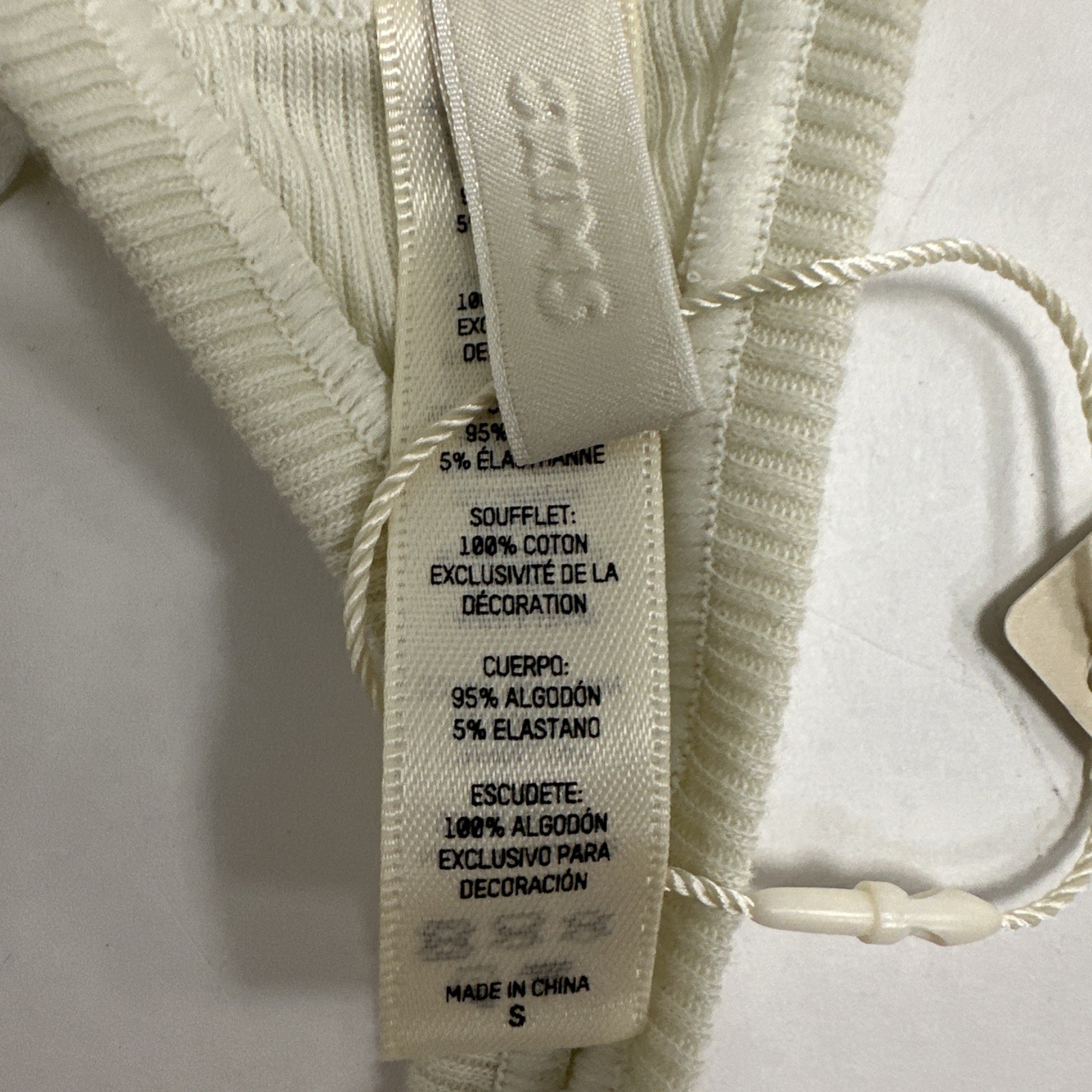 SKIMS Women’s Cotton Blend Stretch Jersey Rib Thong Bone Size S