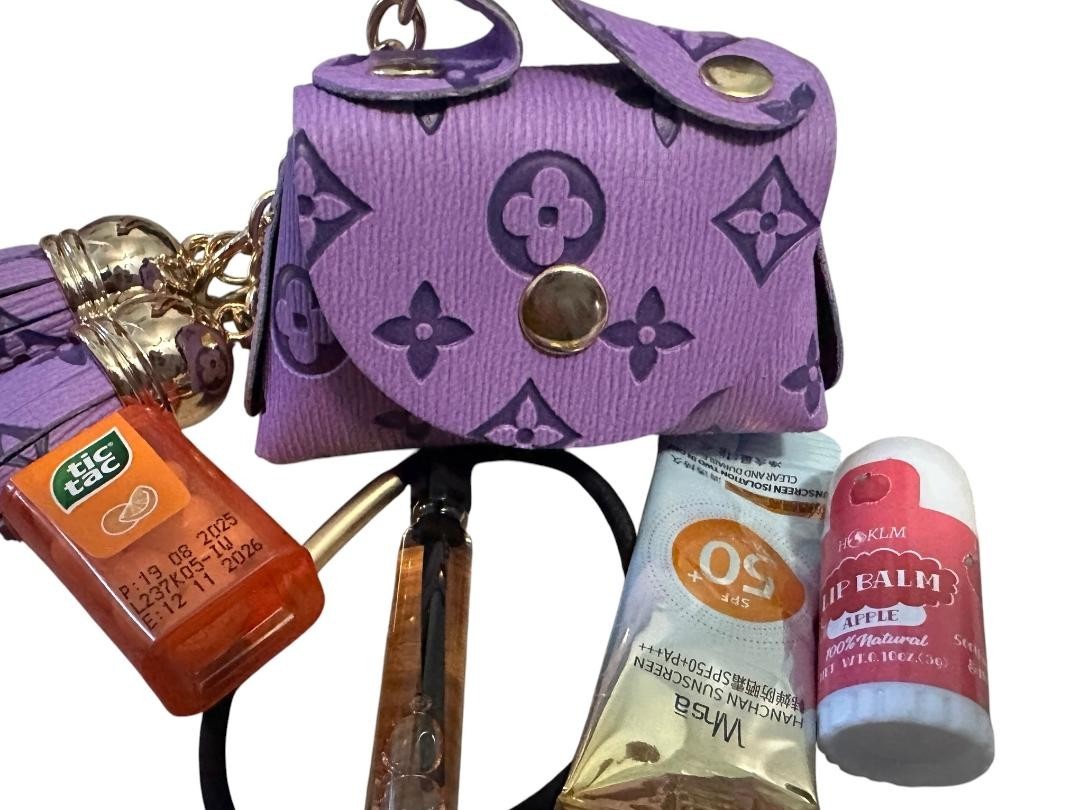 Fashion Luxury Purse Bag Chain W/ Mini’s, Sm, Purple , Cute Keychain
