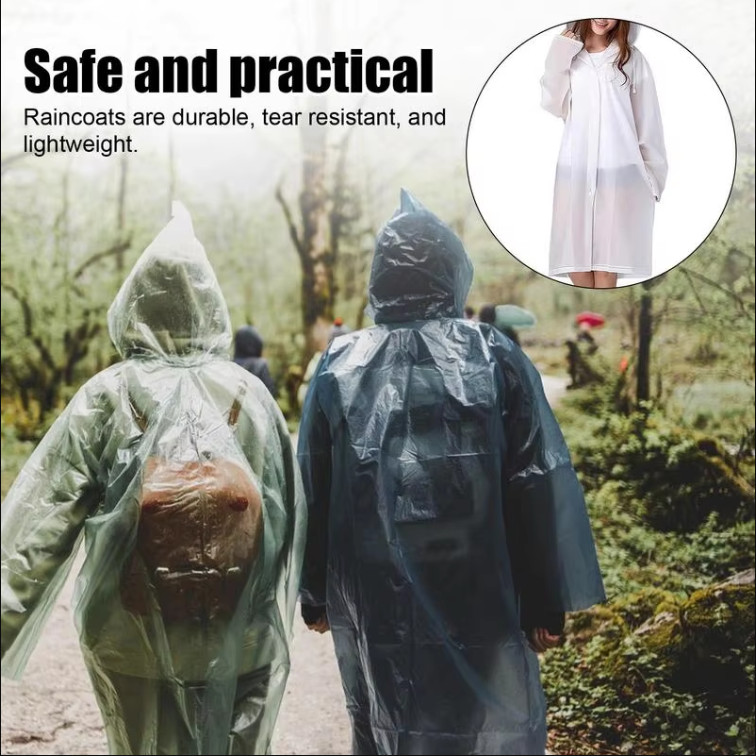 Adult Waterproof Hooded Raincoat Jacket Rain Coat Poncho Rainwear Outdoor Hiking