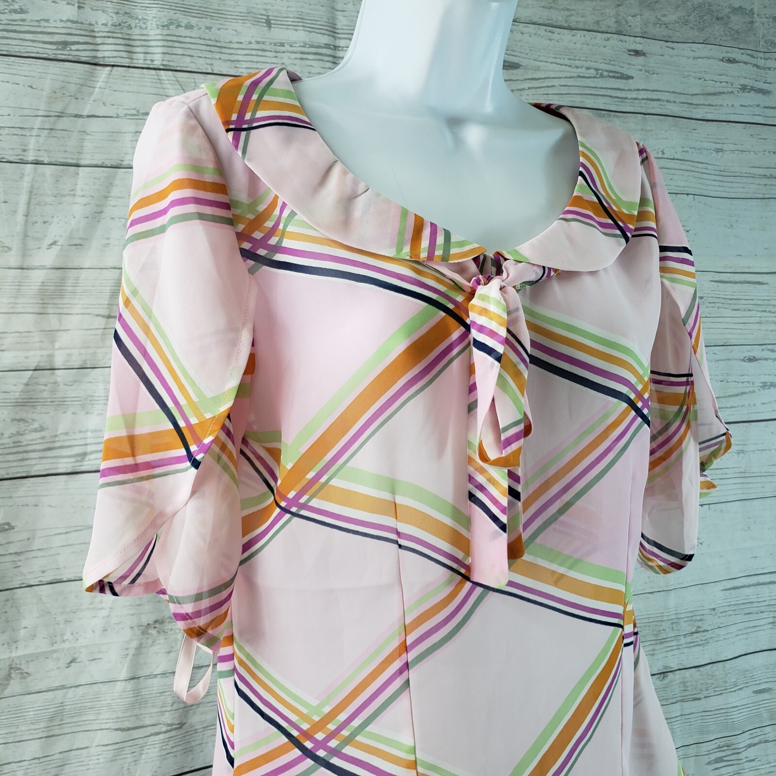 Tulle Womens Top Sz Medium Pink Orange Semi Sheer