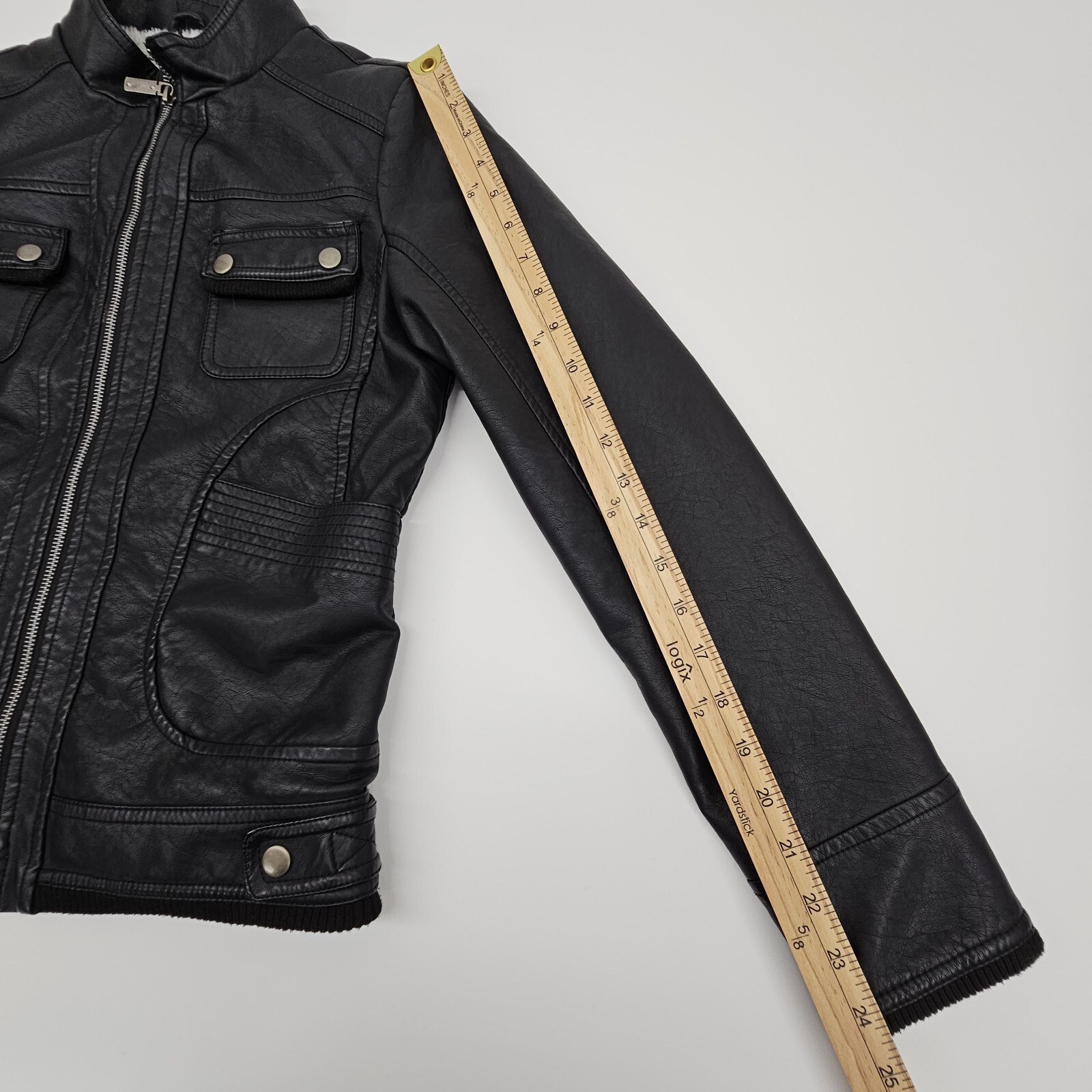 Royalty For Me Size Small Faux Leather Black Moto Jacket Plush luxe Lined Biker