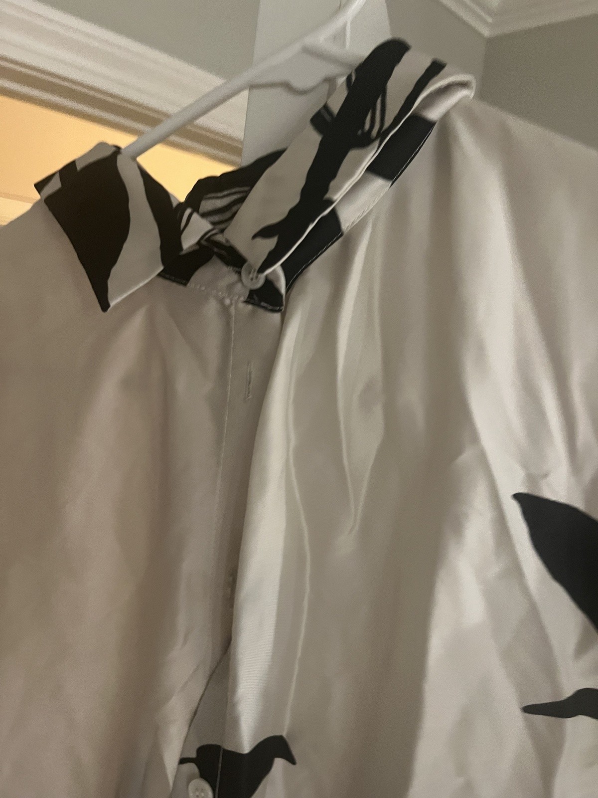 Zara Size Large (L) Botanical Leaf Print Long Sleeve Shirt Dress