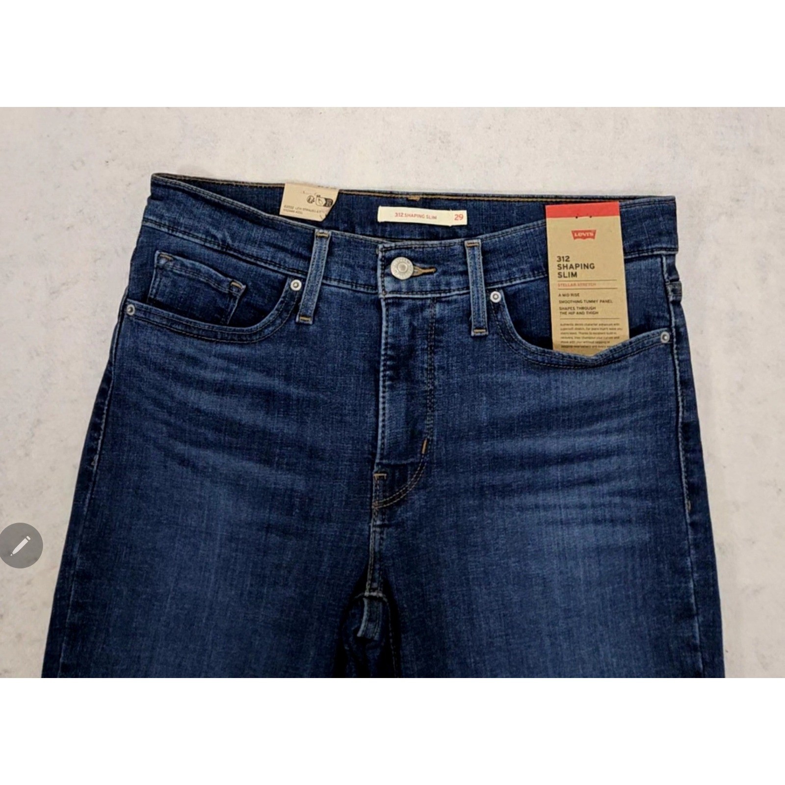 Levis 312 Shaping Jeans Womens 29 X 29 NEW Whisker Slim Leg Tapered Dark Blue