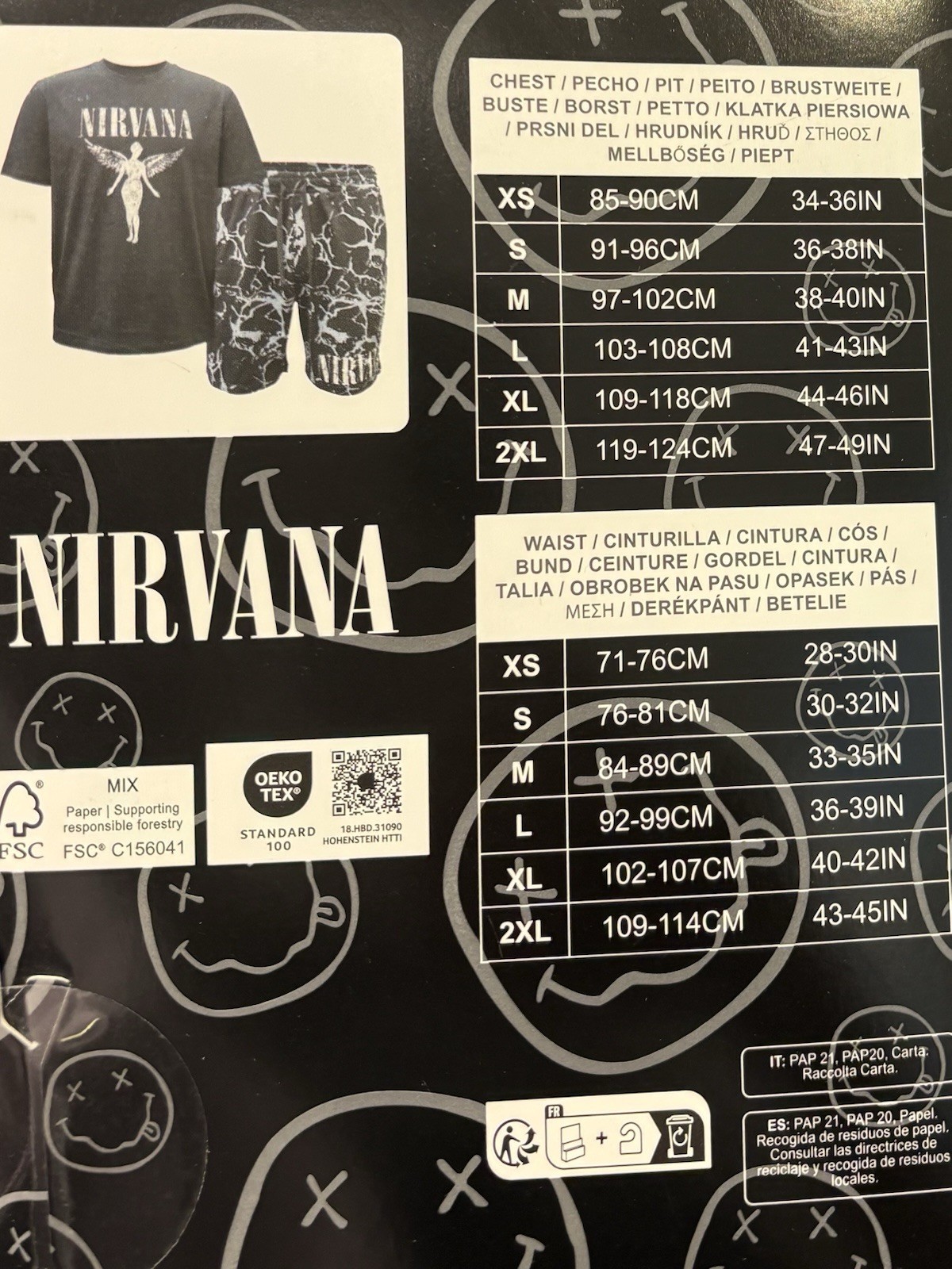 Nirvana Angel Men’s Shorts Pyjama Set UK Sizes XS-2XL