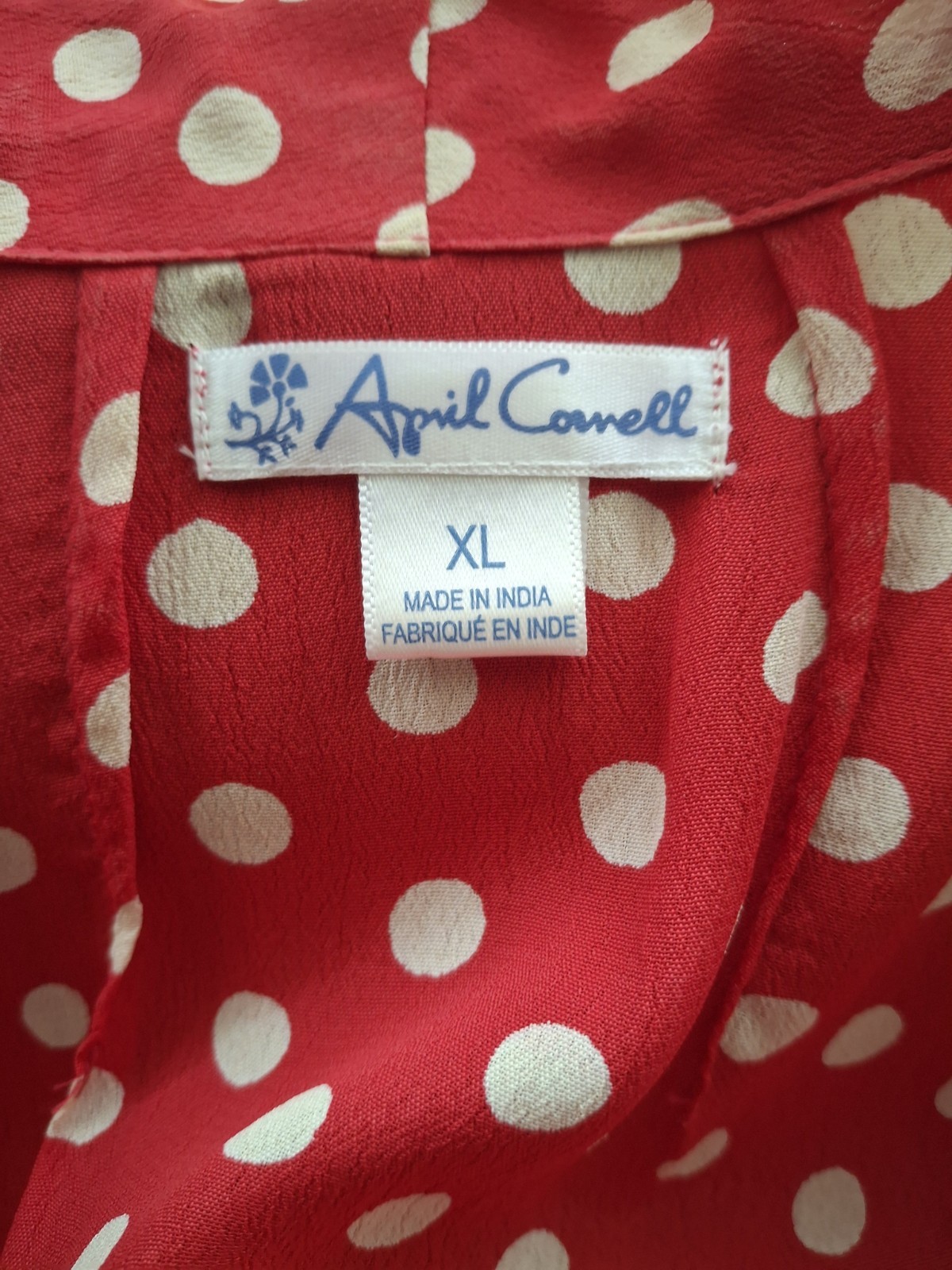 Vintage April Cornell 40s Style Red White Polkadot Dress Fit &Flare XL
