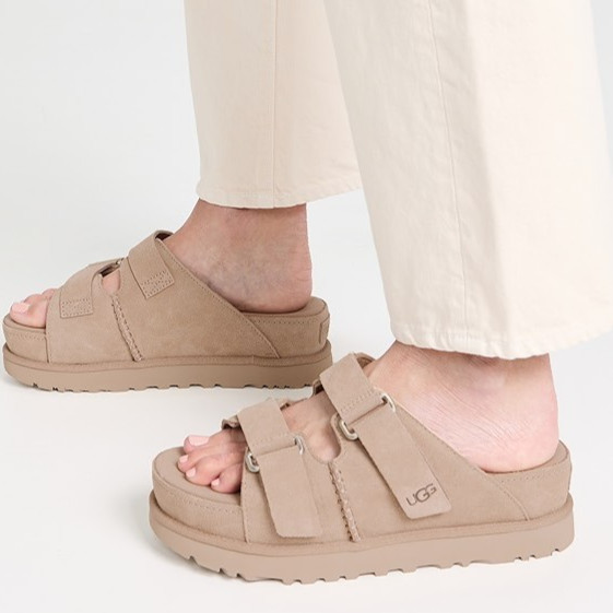 UGG 1155458 Women’s GOLDENSTAR HI Slide Adjustable Vamp Straps Suede Sandal New
