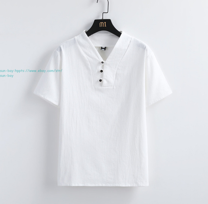 New Men Linen Set 2pcs Button Shirts Drawstring Pants Sets Summer Beach Outfits