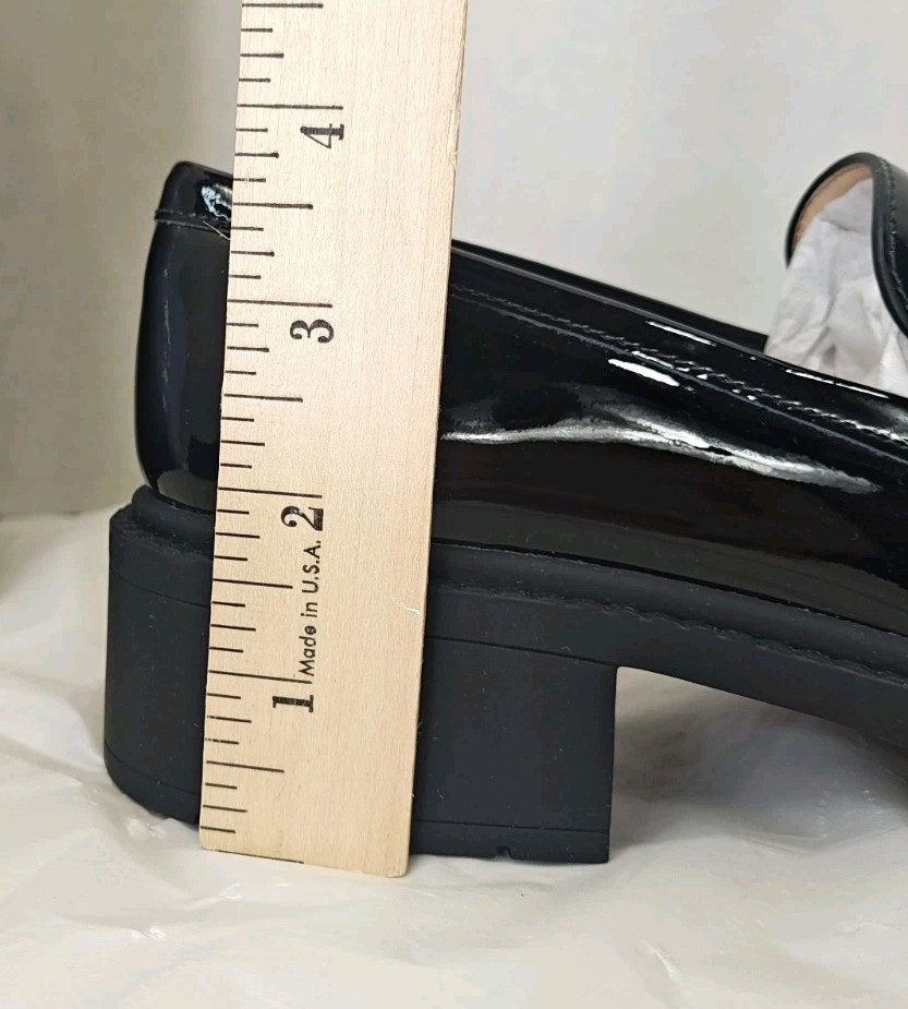 COACH Leah Patent Leather Platform Loafers Black Lug Sole CM752 Womens Sz 5 NIB