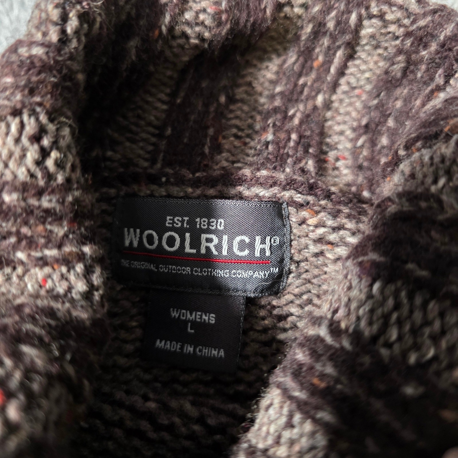 Woolrich Womens L Sweater Hickory Brown Turtleneck Embroidered Pine Tree 13520