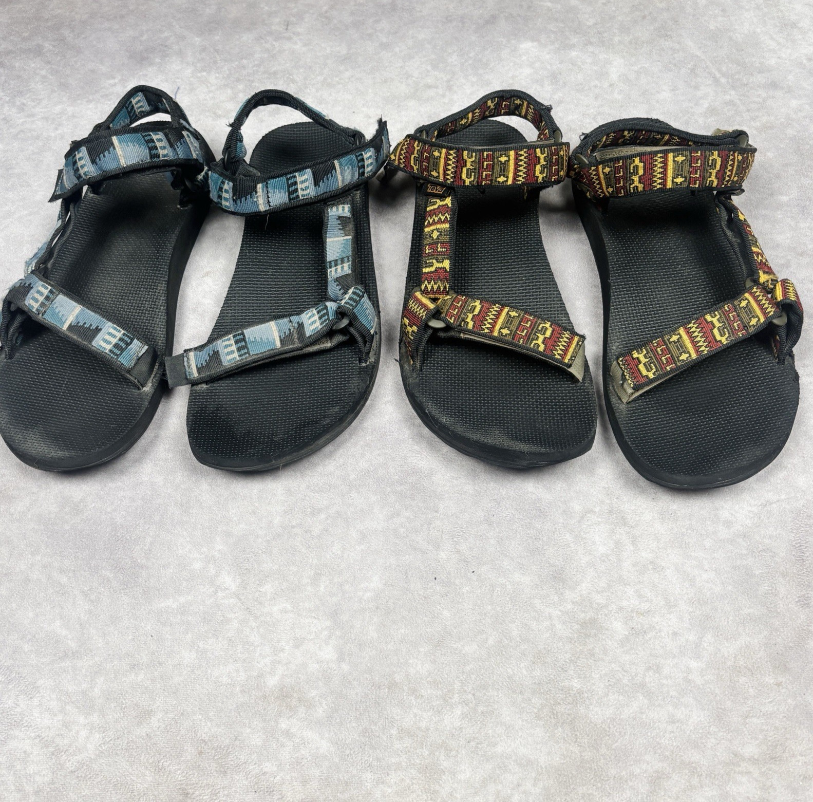 Lot of 2 Teva Men’s Original Universal Blue Red Green Hiking Sandals Sz 13