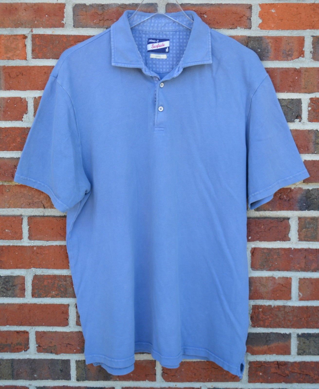 Johnnie-O Men’s Large Surfside Dyed Pique Polo Shirt Cotton Blend Laguna Blue