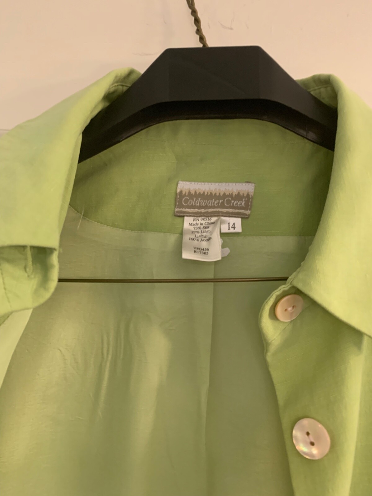 Coldwater Creek Jacket Silk Linen Button Front Shoulder Pads Sz 14