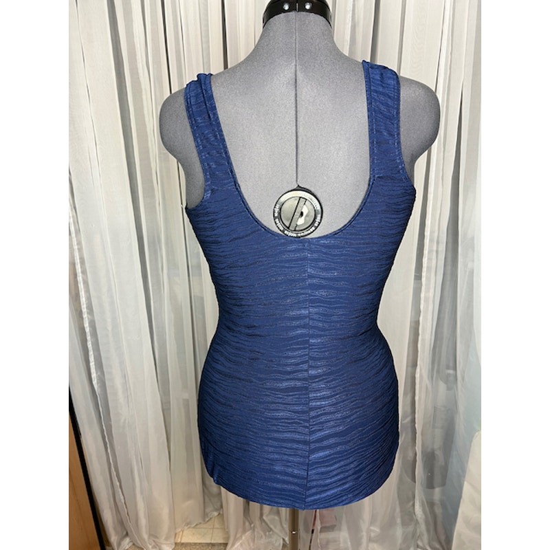 Christina one piece swimsuit Vintage textured waves square neck navy