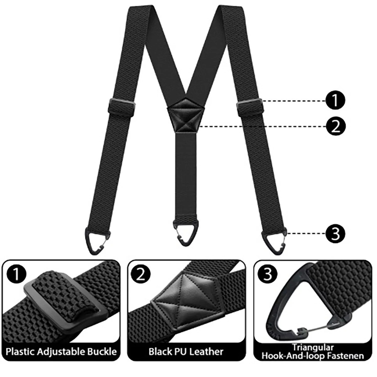Heavy Duty Elastic Suspenders for Men Trouser Pants Braces Strap Work Belt UK