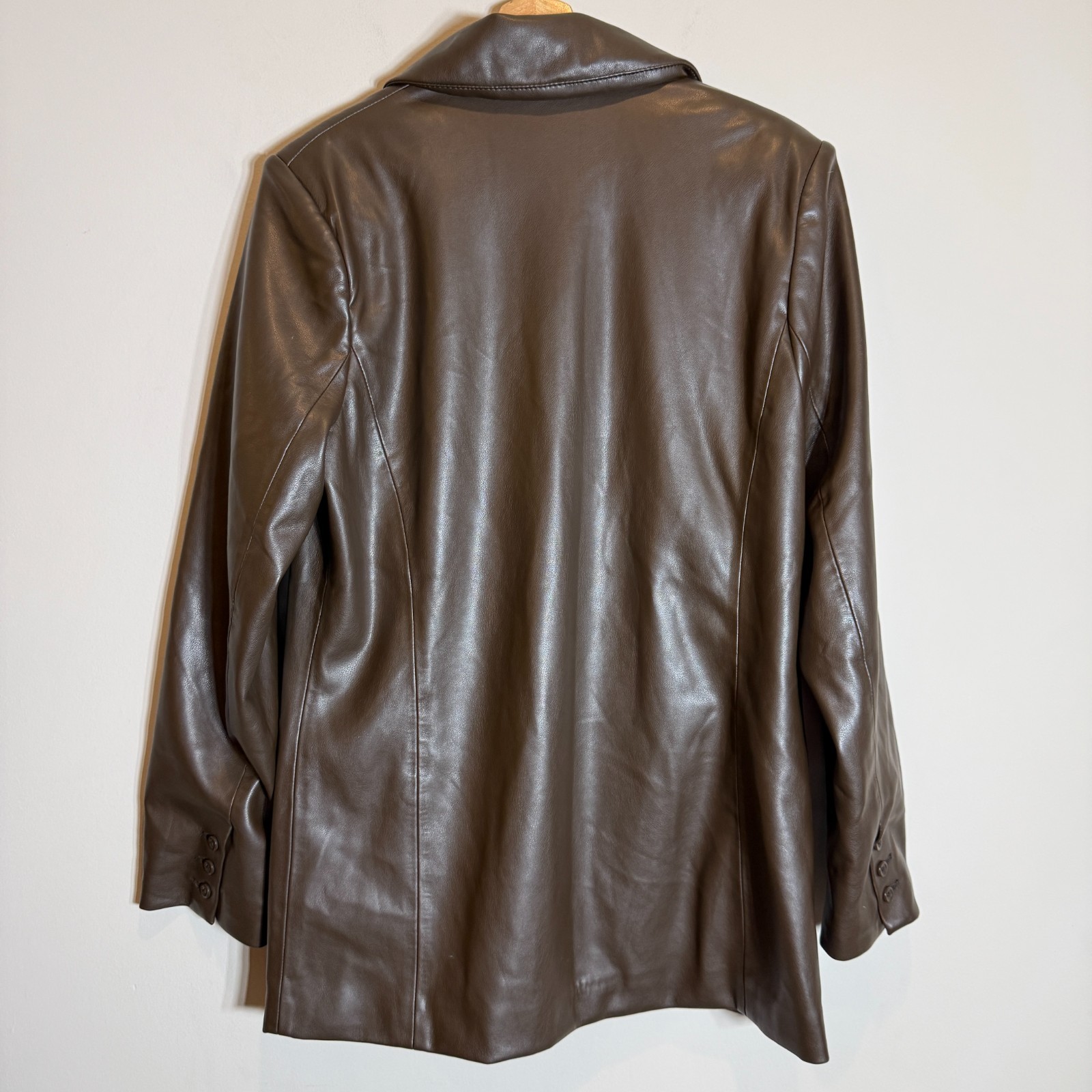 Abercrombie & Fitch Vegan Leather Blazer Suit Jacket Women’s Medium Brown Preppy
