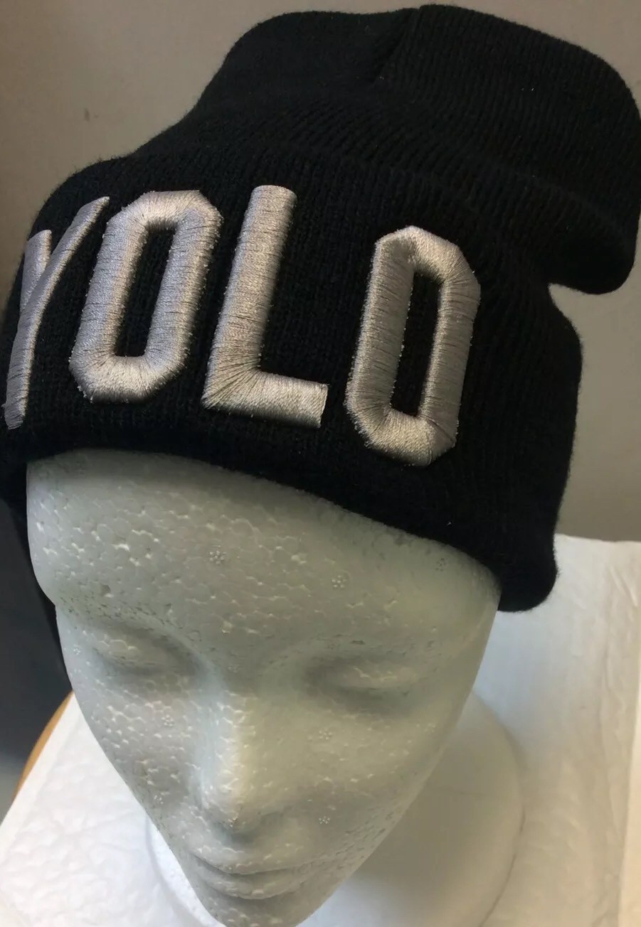 New BIack /Gray Letter SoftWinter Stretch Stocking Knit Cuff Cap For Men & Women