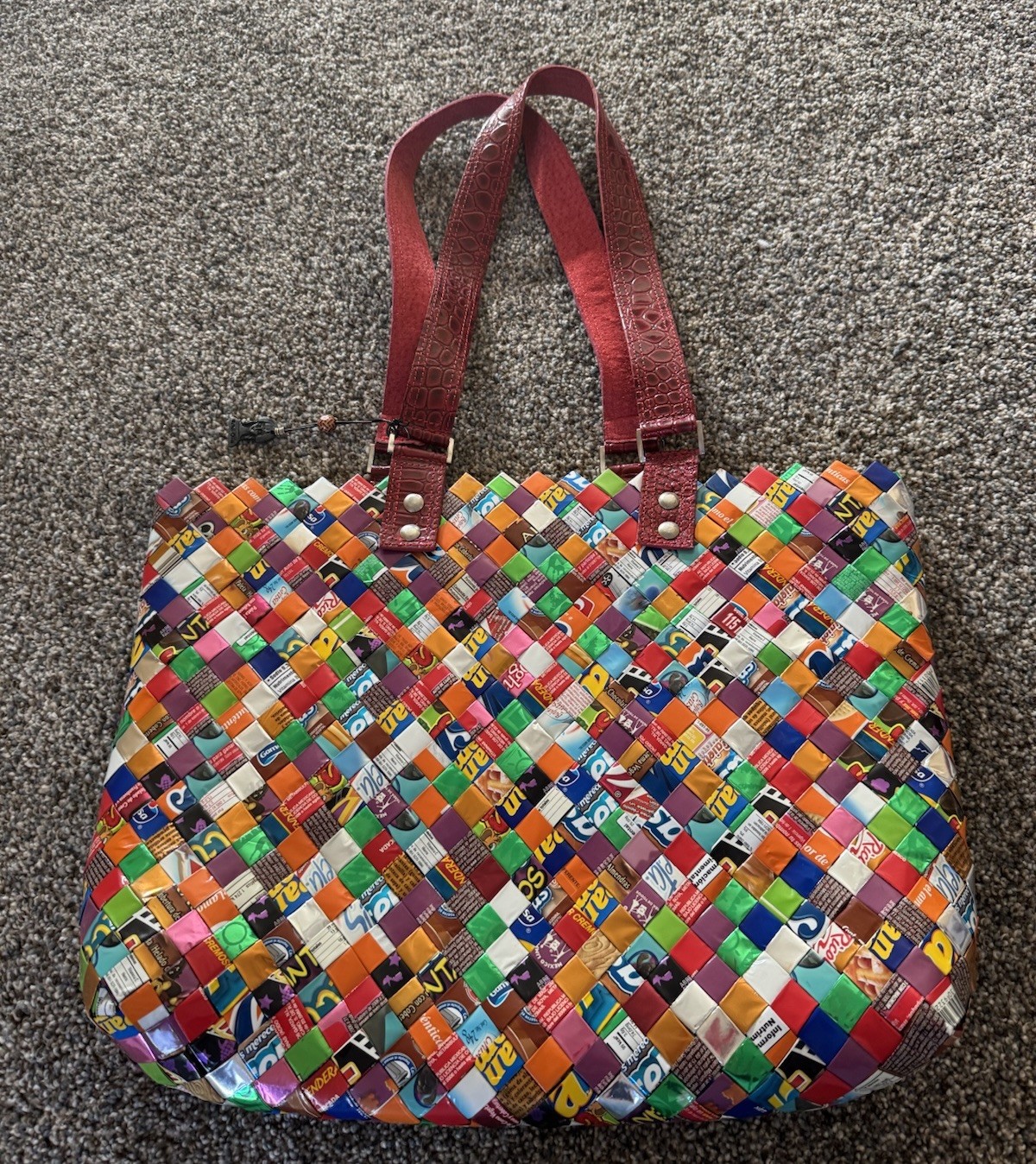 RARE Nahui Ollin TOP HANDLE Candy Wrapper Woven Tote/Purse Top Handle Pop Art