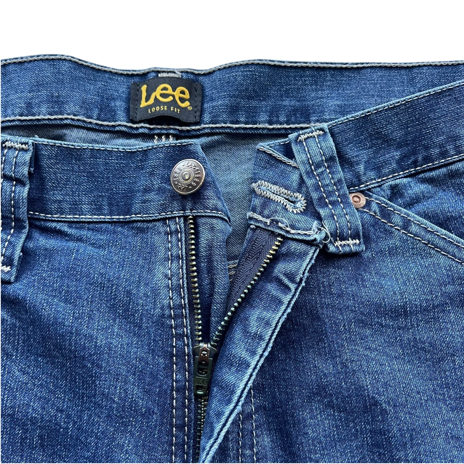 Lee Men’s Stone Wash Straight Leg Loose Fit Cargo Carpenter Denim Jeans 3 Colors