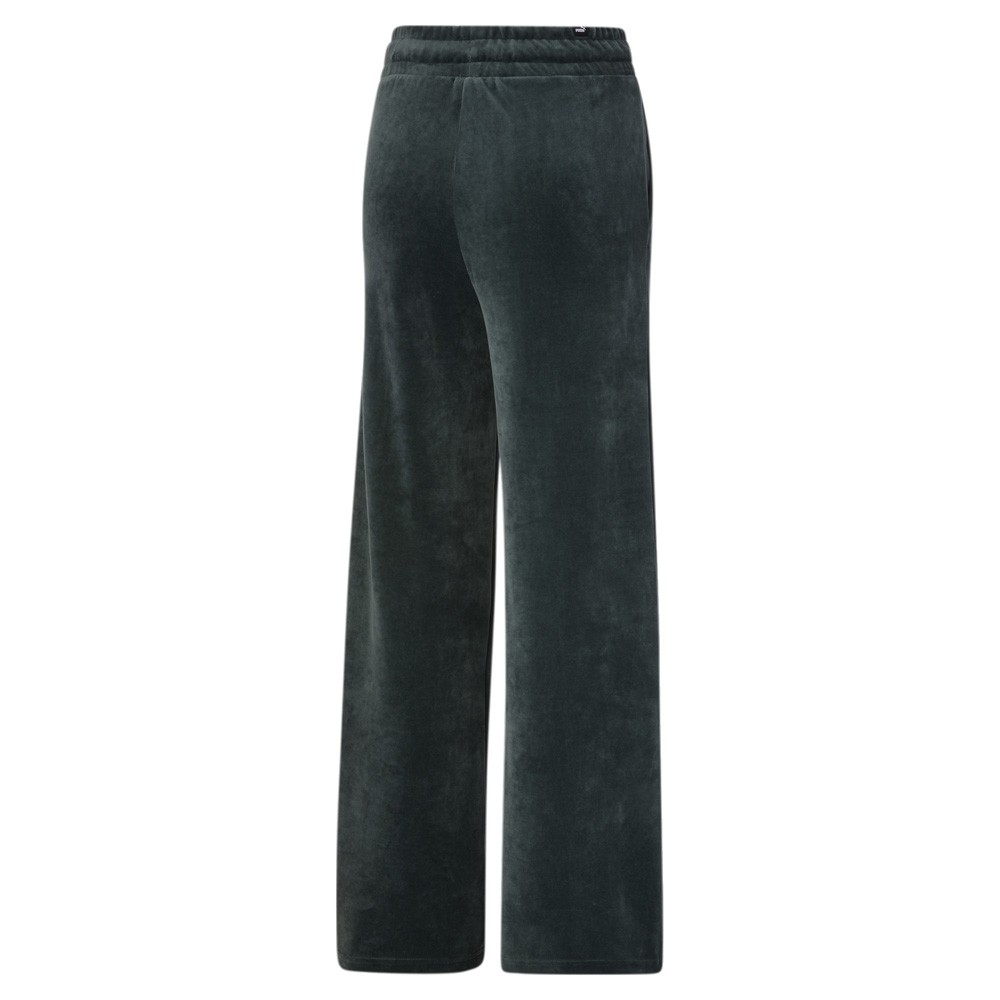PUMA Her Velour Wide Drawstring Pants Womens Green Casual Athletic Bottoms 84688