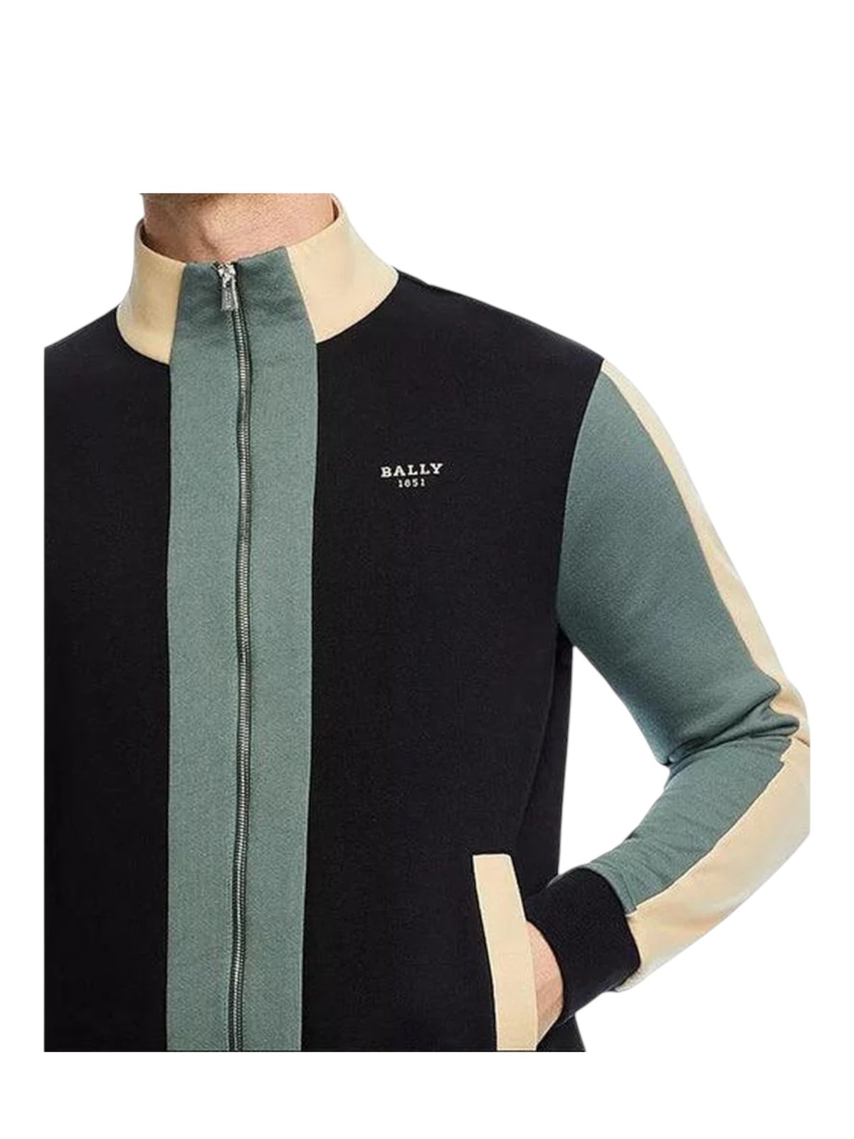 Bally 6302785 Men’s Black & Sage Organic Cotton Track Jacket MSRP $693